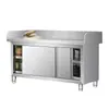 Mesa de trabajo de acero inoxidable mesa de operaciones por tres lados mesa para ramen gabinete para el hogar amasado de masa corte de verduras puerta corrediza tabla de cortar fija