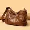 Bolsa de Pele de Ovelha 2024 Nova Bolsa Feminina Bolsa Transversal Moda Versátil Multicamadas Couro Macio Bolsa de Ombro Feminina para Mães de Meia-Idade