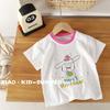 Camiseta de manga corta para niña verano 2025 nueva ocio infantil estilo extranjero oso manga media infantil una generación de cabello