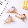 Lugar de Celebridad de Internet 9 Colores Mariposa Pintada Elegante Pasador Antiguo Parte Trasera de la Cabeza Cabello Tocados Pinza de Tiburón Pinza de Agarre Tocados Femeninos
