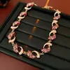 Pendientes Ovalados Geométricos Incrustados con Diamantes Vintage y Collar, Cadena para Clavícula de Lujo Ligero de Nicho, Juego de Joyería Retro