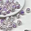 Ding Yi Pérola Imitação Bicolor Barroca Lua Fria Galvanizado ABS Roxo Claro Furo Reto Contas Soltas Acessórios para Corrente de Celular DIY