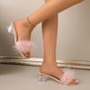 Zapatos de Tacón Bajo y Alto, Estilo Hada Nicho Tacones de Copa de Vino con Plumas de Pavo, Sandalias de Tacón Alto Peludas Sexy Nuevas de Otoño 2025