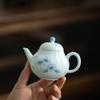 Tetera pequeña de color azul y azul pintada a mano pura bajo cubierta fresca, tazón de burbuja seco, tetera con burbuja, juego de té de kung fu de alta calidad