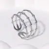 Anillo de Acero Inoxidable con Anillo de Bambú Transfronterizo Europeo y Americano para Mujer, No se Desvanece, Diseño Abierto, Creativo, Simple, Estilo Minimalista, Venta al por Mayor de Anillos de Acero de Titanio