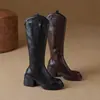 First Encounter Temporada 2026 Otoño/Invierno Botas Nuevas para Mujer Tacón Grueso Botas Adelgazantes Caña Alta Suela Gruesa Botas Rider Petite
