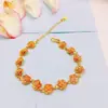Fornecimento ao Vivo Pulseira Feminina Retro de Flor de Fila Única Banhada a Cobre e Ouro Pulseira de Flor Rosa da Moda Joias Atacado