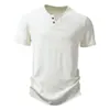 Transfronterizo 2024 Nuevo Verano Hombres Tela de Punto Camiseta de Manga Corta de 2 Botones Camiseta Casual para Hombre Top Base