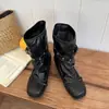 Botas da moda franzidas novas 2026 com 5cm de aumento interno de altura, botas de cavaleiro com laço, moda ballet com fivela de cinto