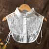 Cuello falso de encaje con orejas de madera para mujer, cuello falso combinable, suéter de otoño e invierno, cuello decorativo, cuello calado, cuello de camisa falso