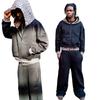 230034 Transfronterizo Amazon Europeo y Americano Calle Principal Estampado de Leopardo Transfronterizo Doble Cintura Bordado Pantalones de Calle Pantalones Sudadera Casual Rectos