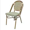 Mesa y Silla de Exterior de Fábrica Combinación Metal Mimbre Retro Silla de Comedor Francesa Interior y Exterior B&B Balcón Patio Silla Individual