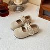 Zapatos Pequeños de Cuero con Encaje Estilo Coreano para Niñas Primavera y Otoño 2025 Zapatos Birkenstock de Velero Poco Profundos para Niños Pequeños y Medianos Zapatos de Princesa