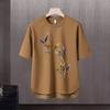 Camiseta de manga corta para hombre, marca de moda de verano, suelta, de cinco puntos, manga, 2024, nueva camiseta con estampado simple de Internet Ins.