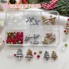 Set de Joyería Navideña para Uñas de 6 Compartimentos Accesorios Pequeños Árbol de Navidad Estéreo Copo de Nieve Navideño Transparente Diamantes de Uñas de Resina