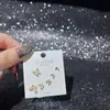 Nuevo Conjunto de Aretes de Múltiples Piezas, Aretes de Mariposa, Circonita Súper Brillante, Galvanizado Ecológico, Aguja de Plata S925, Moda de Invierno