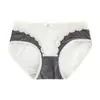 Calcinhas de Renda e Cetim Sexy Estilo Desejo Puro para Meninas, Tela Respirável Vazada Fina de Verão Calcinhas Femininas de Cintura Média