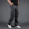 Pantalones Casuales Transfronterizos para Hombre Primavera Nuevo Algodón Puro Talla Grande Monos Holgados Deportivos Rectos Exteriores Pantalones de Múltiples Bolsillos