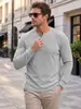 Camisa henley masculina pesada transfronteiriça AliExpress europeia e americana, moletom de manga comprida plus size casual folgado com textura elástica estilo americano