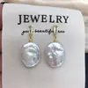 Aretes de Perlas de Agua Dulce Naturales Zhuji Cuadrados Barrocos Diamante Cuadrado Simple Moda Aretes de Perla Stud Suministro al por Mayor