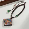 Pingente de Pau-Rosa de Folha Pequena para Paz e Segurança, Enfeite para Pendurar no Carro, Decoração de Interior de Carro Pintada à Mão, Acessório para Pendurar no Retrovisor