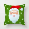 Funda de almohada creativa navideña estilo caricatura pintada a mano Funda de cojín decorativa de árbol de Navidad, trineo, Papá Noel