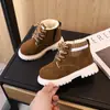 Botas Martin para meninos, com forro espesso de algodão e fleece para aquecimento, estilo vintage, botas Martin versáteis, item popular de comércio exterior, novo modelo de inverno para crianças pequenas