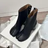 Botines de piel auténtica para mujer, nuevo estilo 2026, versátiles botas de piel para mujer con tacón alto, tacón grueso de nicho, punta dividida, botas estilo Martin con tacón grueso