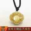 Nuevo Estilo Tienda de Oro Réplica Oro Arena Antigua Niños Cien Bendiciones Candado Colgante, Colgante de Oro Arena Resistente al Calor que No se Desvanece Joyería