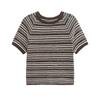 Comércio exterior manga curta senso nicho versátil temperamento primavera novo suéter design solto gola redonda
