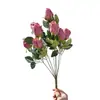 Tecido ao toque 9 cabeças de botão de rosa Flores Artificiais Flores Falsas Decoração Suave para Casa Exibição Fotografia Decoração de Casamento Flores