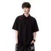 Camiseta de algodão Mamba 260g, estilo americano, corte diagonal, patchwork, canelada, manga curta, tamanho plus size jovem, top personalizado moderno com toque de alta qualidade
