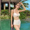 Novo Maiô Sexy Duas Peças Feminino Cintura Alta Emagrecimento Seio Pequeno Levanta Biquíni Conservador Maiô de Spa