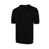 Camiseta Tricotada Lisa Texturizada Retrô de Manga Curta para Homens e Mulheres, Novo Estilo de Verão, Solta e Versátil, Top Casual com Gola Henry
