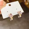 Brincos em Forma de C com Pérola Artificial de Cristal Borboleta, Frescos e Doces, Agulha de Prata, Únicos, Simples, de Nicho, Elegantes, de Alta Qualidade para Mulheres