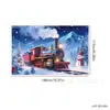 Tela de fondo navideño en stock, lista para enviar, con impresiones de alta definición de Papá Noel, muñecos de nieve y renos, perfecta para decoraciones navideñas