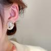 Agulha de prata zircão incrustado de diamante sereia ji pérola geométrica oval brincos luz francesa luxo high-end brincos elegantes