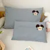 Toalla Rayada de Algodón Puro Estilo Nuevo Funda de Almohada Individual Bordada de Dibujos Animados 48*74cm Uso en el Hogar Paquete Doble Funda de Almohada Cómoda