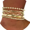 Pulseira transfronteiriça europeia e americana popular na Amazon, conjunto de pulseiras da moda com cinco peças, pulseira de corrente de metal personalizada para atacado