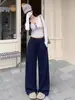 Pantalones anchos de estilo americano con técnica de aireación para mujer, nuevos pantalones casuales de cintura alta para adelgazar de primavera y otoño, pantalones deportivos holgados y versátiles de pierna recta