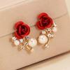 Pendientes largos elegantes de alta gama con diamantes de imitación y borlas de Corea del Sur para mujer