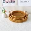 Bandeja de imitação de rattan para sala de estar, cesta de pão e frutas secas, bandeja para aperitivos, bandeja para chá e frutas.
