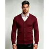 2026 Comercio Exterior Transfronterizo Otoño e Invierno Suéter Cardigan de Color Sólido con Cuello en V para Hombre Ropa de Punto Ajustada Casual Chaqueta para Hombre