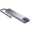 Nova Estação de Docking Tipo C Conversor USB Placa de Rede de Tela Compartilhada Notebook Estação de Docking Oito-em-Um