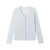 Cárdigan Dai Jia Wen Primavera/Verano de Modal para Mujer, Tejido de Lana y Seda Estilo Coreano Agradable al Tacto, Top Ligero con Botones
