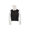 Cárdigan con capucha de retazos de lunares y estrellas estilo Y2K Milenial Ajuste ceñido Bloque de color Retro Cremallera Superior Chaqueta