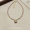 Colar com Pingente de Cavalo Exquisito Vermelho com Contas, Corrente para Suéter de Clavícula de Luxo Leve de Alta Qualidade para Mulheres