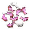 Colgante de cristal de vidrio con forma de delfín, color arcoíris AB, 12*21mm, accesorios para joyería DIY, pendientes, pulsera, collar, material de accesorios