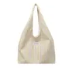 Bolsa de Lona de Gran Capacidad Bolso Tote Rayado Nuevo Transfronterizo para Mujer Nicho Rayado Simple Moda Bolso de Hombro Portátil