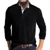 Nova Camisa Polo Masculina de Manga Longa Transfronteiriça 2026, Gola Fold-Down de Algodão, Top Polo Casual de Cor Sólida, Atacado a partir de Uma Peça